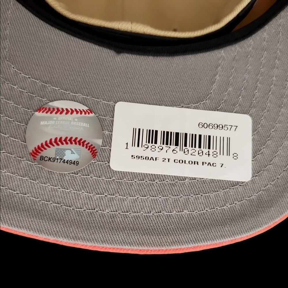 LA Dodgers New Era Beige/Coral Two-Tone Color Pack A-Frame 59Fifty Fitted Size 7 - Picture 5 of 9